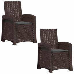 vidaXL Dönthető kertiszék rattan hatású 2 db Barna és Antracitszürke