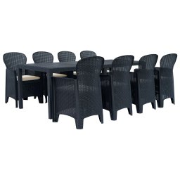 vidaXL 9részes antracit rattan jellemű műanyag kültéri étkezőgarnitúra