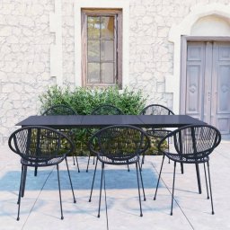 vidaXL 7 részes fekete PVC rattan kültéri étkezőgarnitúra