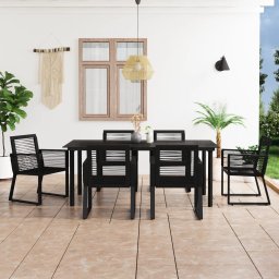 vidaXL 7 részes fekete PVC rattan kültéri étkezőgarnitúra
