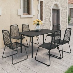 vidaXL 7 részes fekete PVC rattan kerti étkezőgarnitúra