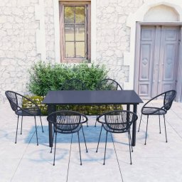 vidaXL 7 részes fekete PVC rattan kültéri étkezőgarnitúra