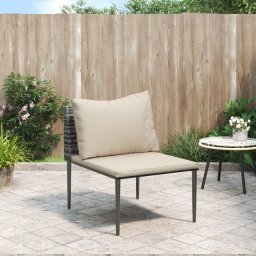 vidaXL szürke polyrattan kerti középső kanapé párnával