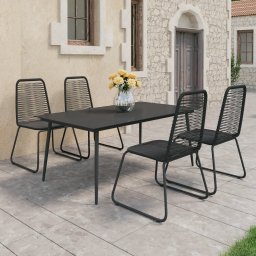 vidaXL 5 részes fekete PVC rattan kerti étkezőgarnitúra