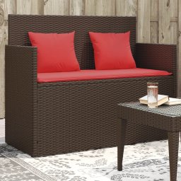 vidaXL barna polyrattan kerti pad párnákkal