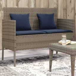 vidaXL szürke polyrattan akácfa kerti pad párnával