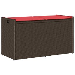 vidaXL barna polyrattan kültéri tárolópad párnával 100 cm