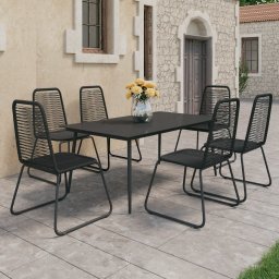 vidaXL 7 részes fekete PVC rattan kerti étkezőgarnitúra