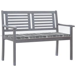 vidaXL 2 személyes szürke eukaliptuszfa kerti pad párnával 120 cm