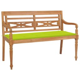 vidaXL tömör tíkfa Batavia pad élénkzöld párnával 120 cm