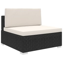 vidaXL fekete moduláris polyrattan középső kanapé párnákkal
