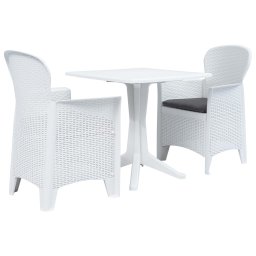 vidaXL 3-részes fehér rattan hatású műanyag bisztrószett