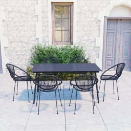 vidaXL 7 részes fekete PVC rattan kültéri étkezőgarnitúra