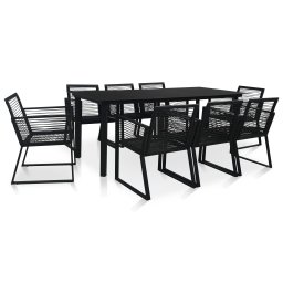 vidaXL 9 részes fekete PVC rattan kültéri étkezőgarnitúra