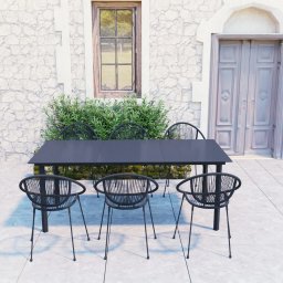 vidaXL 7 részes fekete PVC rattan kültéri étkezőgarnitúra