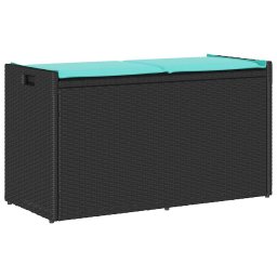 vidaXL fekete polyrattan kültéri tárolópad párnával 100 cm