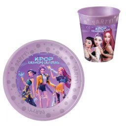 K-pop Démonvadászok étkészlet szett/2db , tányér és pohár 250 ml
