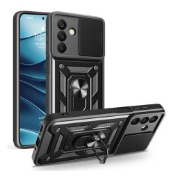 Defender szilikon telefonvédő (ütésállóság, tartógyűrű, kameravédő) FEKETE Samsung Galaxy A17 5G (SM-A176)