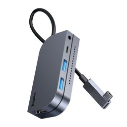 Baseus Bend Angle No.7 HUB, 2xUSB-A, 1xUSB-C, HDMI, 3,5 mm jack, Micro SD, szürke