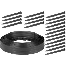 Szegély Strend Pro Garden, gyep, rugalmas, fekete, L-10 m, 6 cm