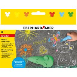 EBERHARD FABER Aszfaltkréta, egér formájú, EBERHARD FABER, 6 különböző szín
