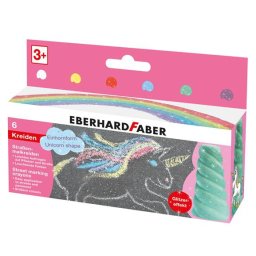 EBERHARD FABER Aszfaltkréta, unikornis szarv formájú, EBERHARD FABER, 6 csillámos szín