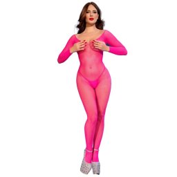 Chilirose Bodystocking Neon rzsaszn S/M hossz ujj hls anyag