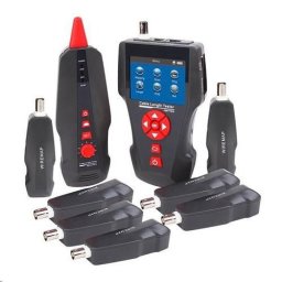 LAN kábel tesztelő TLCD88 LCD kijelzővel, koax, Cat3/Cat5E/Cat6, UTP/STP, USB, PoE, ping, szonda, 8x loopback