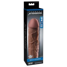 Pipedream X-TENSION Mega 2 - élethű péniszköpeny (20,3 cm) - sötét natúr