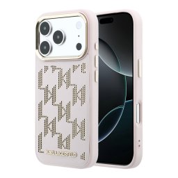 Karl Lagerfeld PU Perforated Monogram Apple iPhone 17 Pro Max mágneses tok, MagSafe, rózsaszín-arany