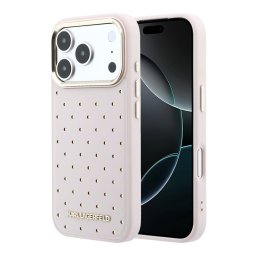 Karl Lagerfeld PU Perforated Gold Dots Apple iPhone 17 Pro mágneses tok, MagSafe, rózsaszín-arany
