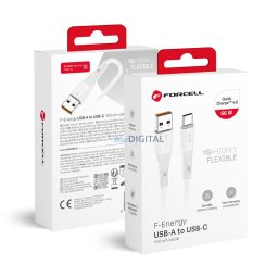 FORCELL F-ENERGY C342 kábel USB-A Type-C QC4.0 3A 66W szilikon 1 m fehér