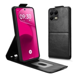 Tok álló, bőr hatású (FLIP, lefelé nyíló, szilikon tartó, kártyatartó) FEKETE T Phone 3 Pro 5G