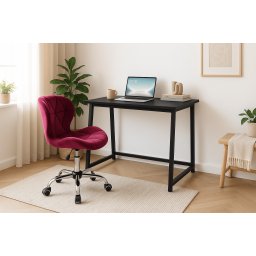 Dolgozószobai szett – összecsukható íróasztal ZARIMO 80×40 cm fekete + irodai szék AVOLA VELVET bordó