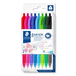 STAEDTLER Golyóstoll, 1 mm, nyomógombos, STAEDTLER(R) "4230 M", 8 különböző szín