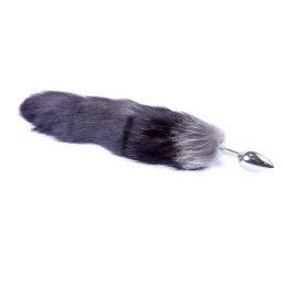 Plug-Fox Anál plug Fém sima anatómiás 6,5 cm fekete XXL szőrös farokkal