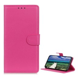 Tok álló, bőr hatású (FLIP, oldalra nyíló, asztali tartó, prémium) MAGENTA Xiaomi Redmi 15 5G