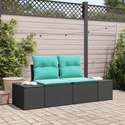 vidaXL Kerti kanapé párnával 184 x 62 x 69 cm polirattan