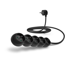 CONNECT IT hosszabbító kábel 230 V, 5 aljzat, 3 m, kapcsoló nélkül (fekete)