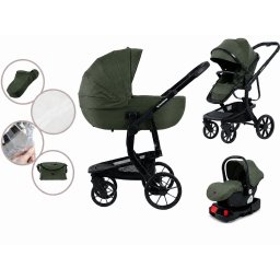 Mama Kiddies Icon 4 az 1-ben multifunkciós babakocsi kiegészítőkkel zöld színben ISOFIX talppal + Ajándék