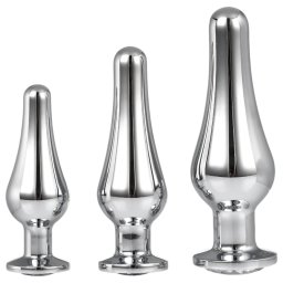 Gleaming Love - anál csúcs plug szett (ezüst, 3 részes)