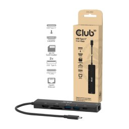 Club3D dokkolóállomás USB-C 7in1, 1xHDMI, 1xUSB-C PD, 2xUSB, 1xRJ45, microSD/SD, fekete színben