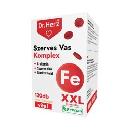 Dr. Herz Szerves Vas Komplex + C-vitamin + Szerves cink + Bioaktív folát kapszula 120x