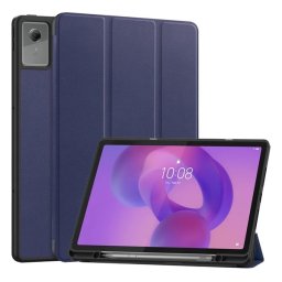 Tok álló, bőr hatású (aktív FLIP, oldalra nyíló, TRIFOLD, asztali tartó, ceruza tartó) SÖTÉTKÉK Lenovo Idea Tab Plus (TB361FU)