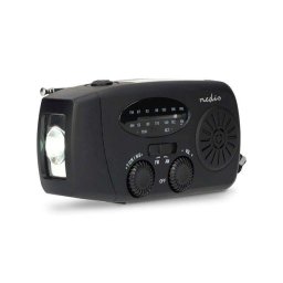 Nedis RDFMCR2000BK - Vészhelyzeti rádió | AM/FM | Powerbank funkció | Akkumulátoros tápegység / USB tápegység / Kézi kurbli | Fekete | Fekete
