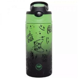 Cool Pack duplafalú fém thermo kulacs - szívószálas 350 ml - Game Over Green - díszdobozos