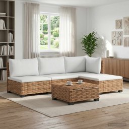 vidaXL 5 db Rattan Kerti Bútor Készlet Párnákkal GENDT Természetes