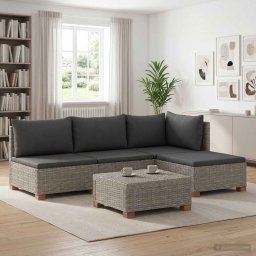 vidaXL 5 db Rattan Kerti Bútor Készlet Párnákkal GENDT Kubu Szürke