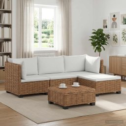 vidaXL 5 db Rattan Kerti Bútor Készlet Párnákkal GENDT Természetes