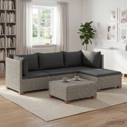 vidaXL 5 db Rattan Kerti Bútor Készlet Párnákkal GENDT Kubu Szürke